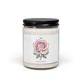 June Birth Flower Rose Soy Candle, Personalized Botanical, Watercolor Label