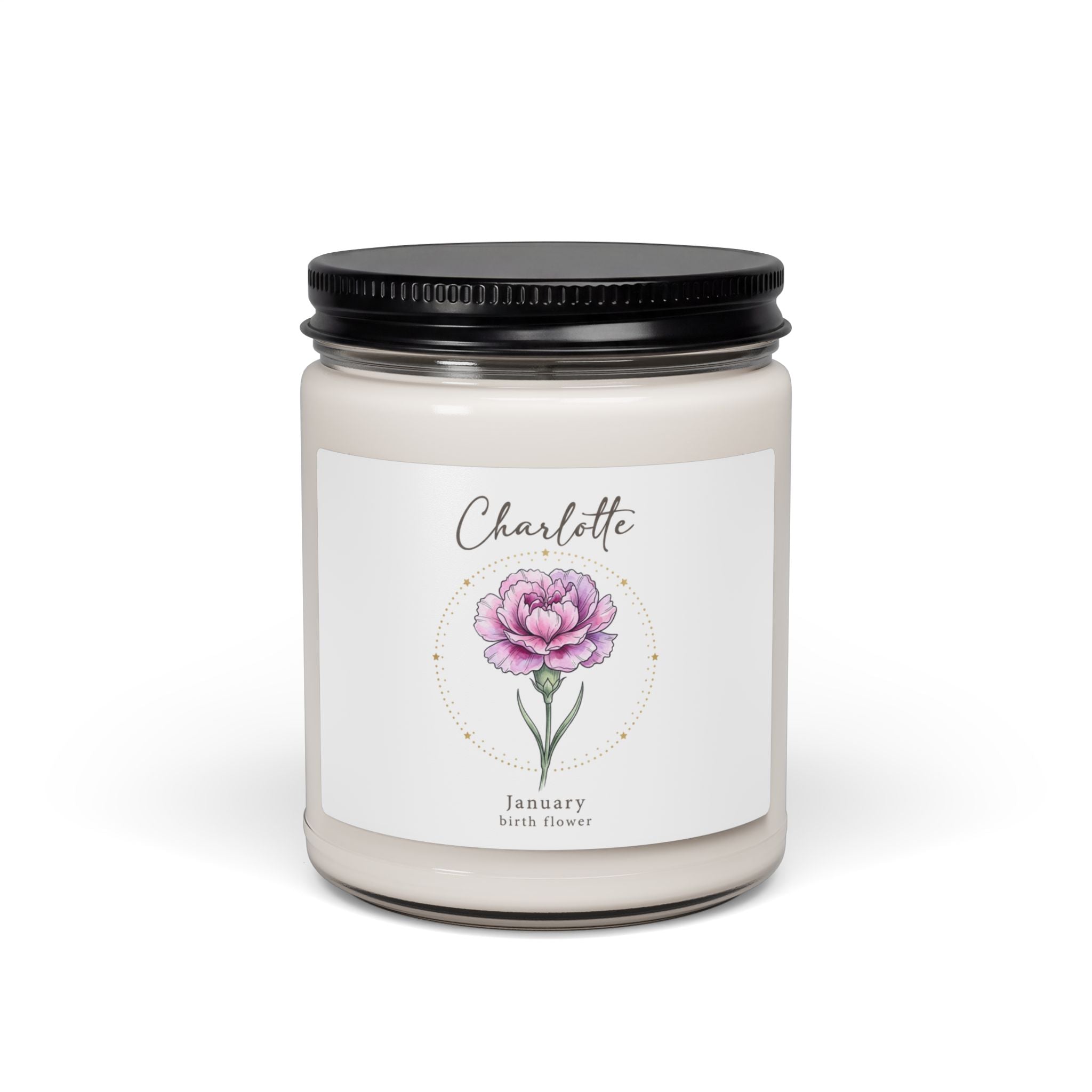 Birth Month Flower Soy Candle, Personalized Botanical | Watercolor Line Art