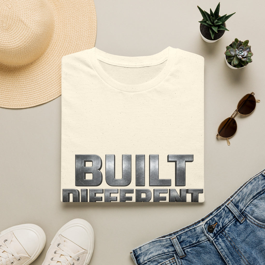 Built Different T-Shirt — Bold Metallic Graphic Tee for Confident, Casual Style