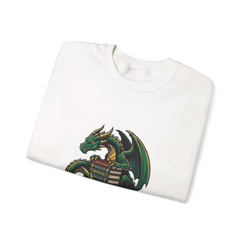 Book Dragon Crewneck Sweatshirt | dragon, fantasy art, mythical creature