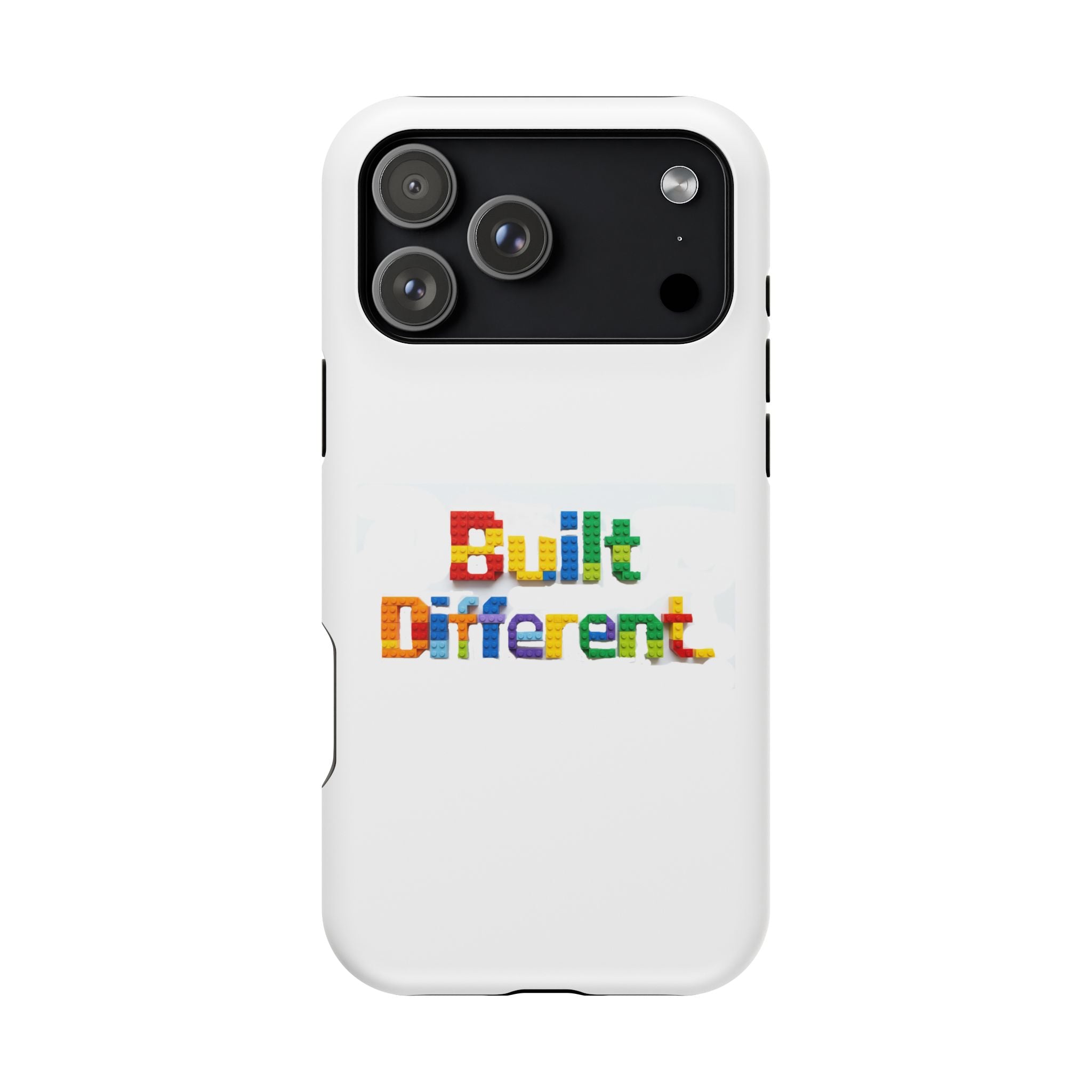 iPhone Case — "Built Different" Color Block Brick Design Magnetic Impact-Resistant Case