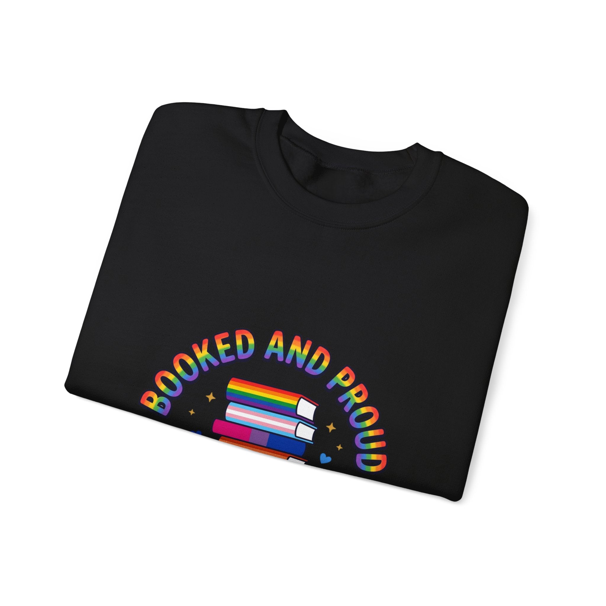 Bookish Pride Crewneck Sweatshirt | LGBTQ+ Queer Joy, Pastel Rainbow