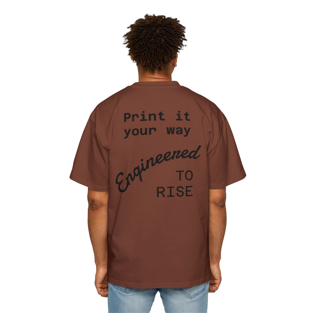Built Different Metallic Red Logo Tee — Men's Oversized Shirt