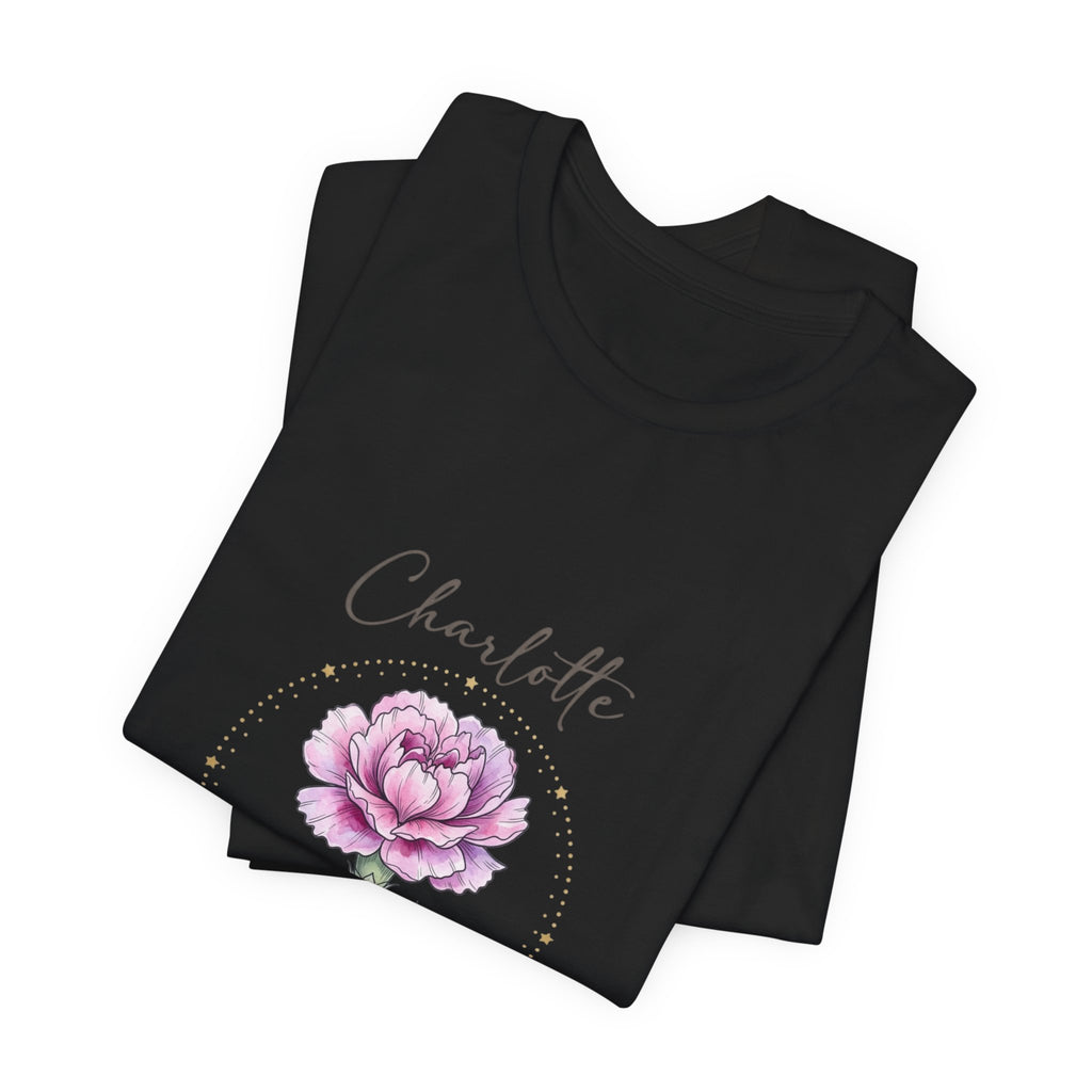 January Peony Birth Flower Tee |  personalized name