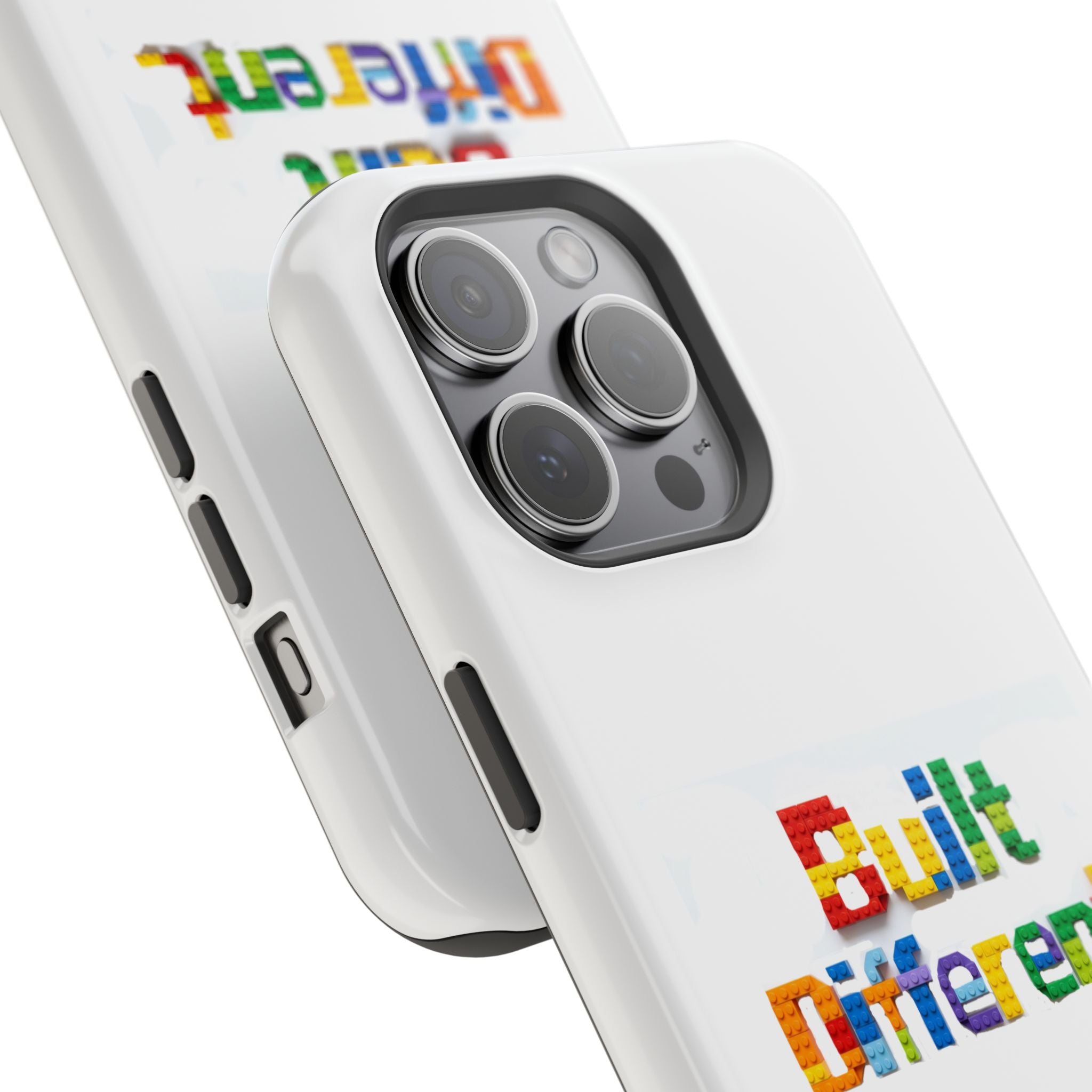 iPhone Case — "Built Different" Color Block Brick Design Magnetic Impact-Resistant Case