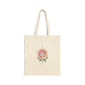 Birth Month Rose Tote, Botanical Birth Flower, Watercolor Line Art Canvas Tote