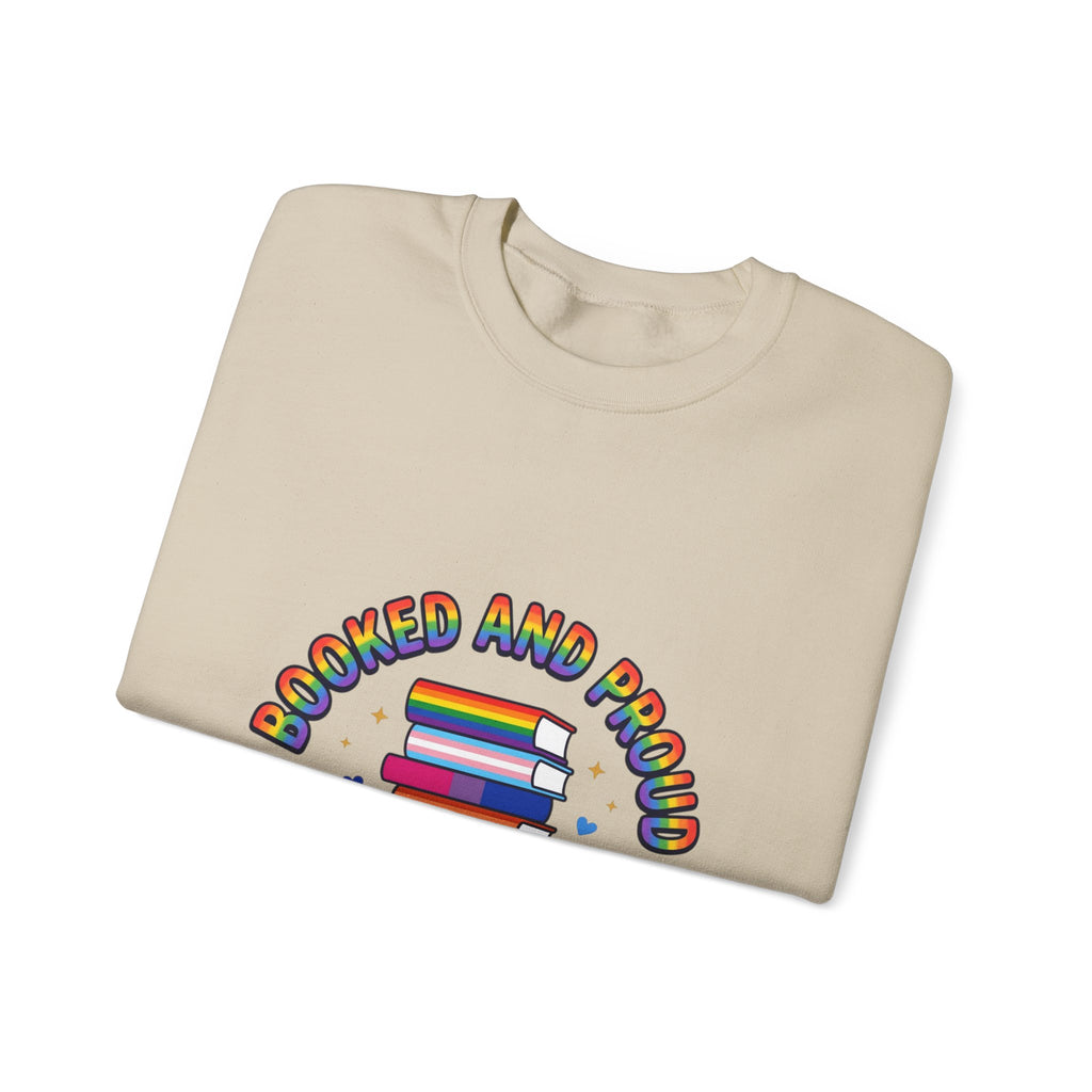 Bookish Pride Crewneck Sweatshirt | LGBTQ+ Queer Joy, Pastel Rainbow