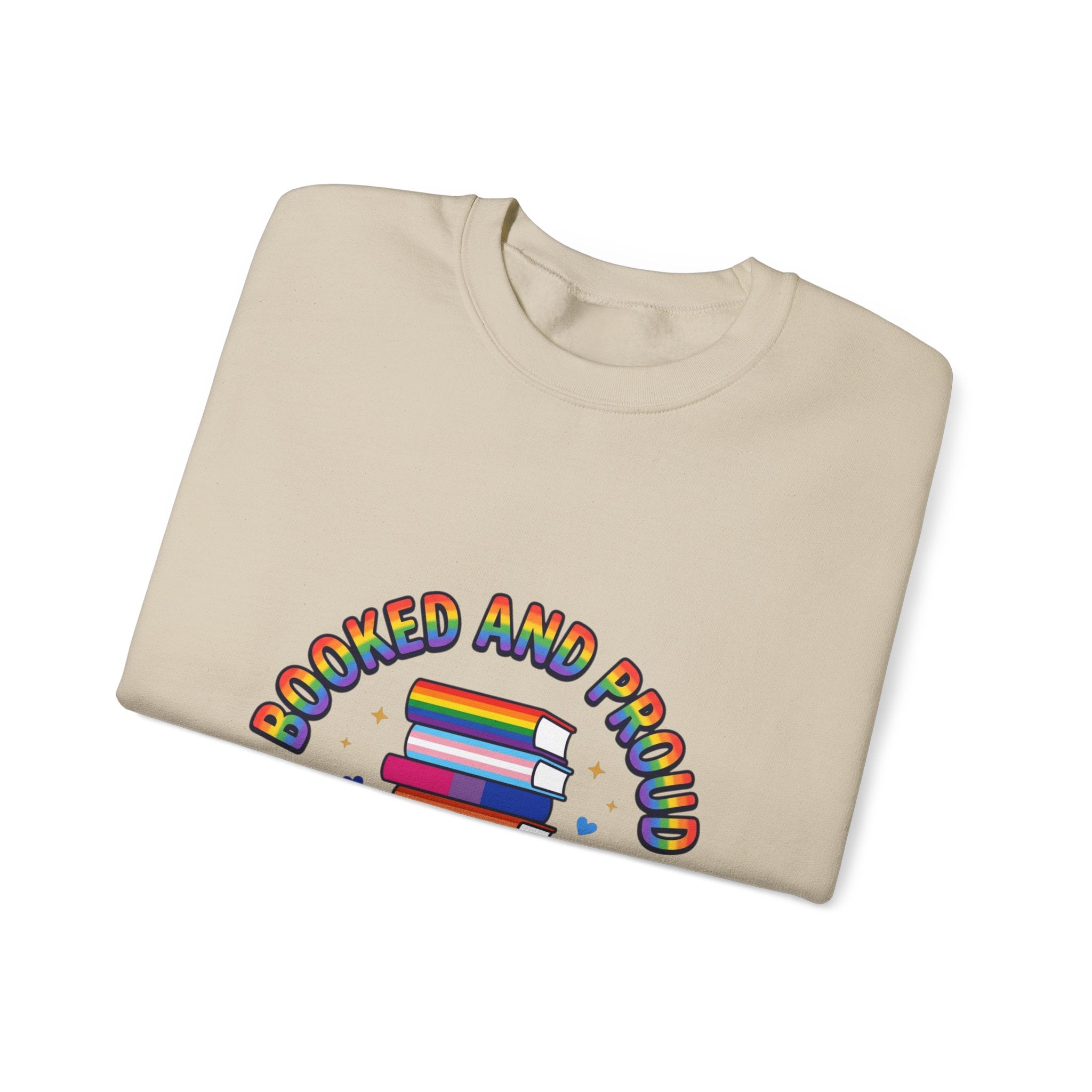 Bookish Pride Crewneck Sweatshirt | LGBTQ+ Queer Joy, Pastel Rainbow