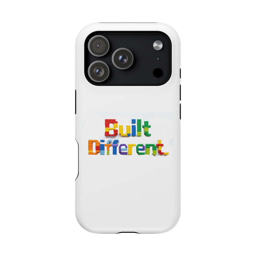 iPhone Case — "Built Different" Color Block Brick Design Magnetic Impact-Resistant Case