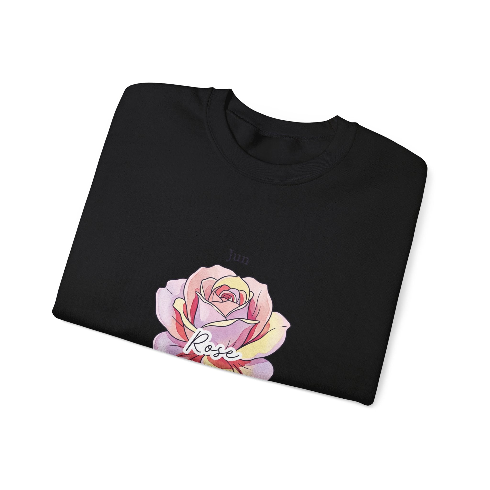 June Rose Birth Month Crewneck, Botanical Watercolor, Personalized Name