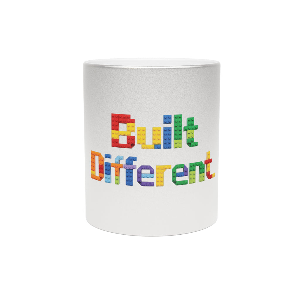 Built Different Metallic Mug — Color Brick Block Design