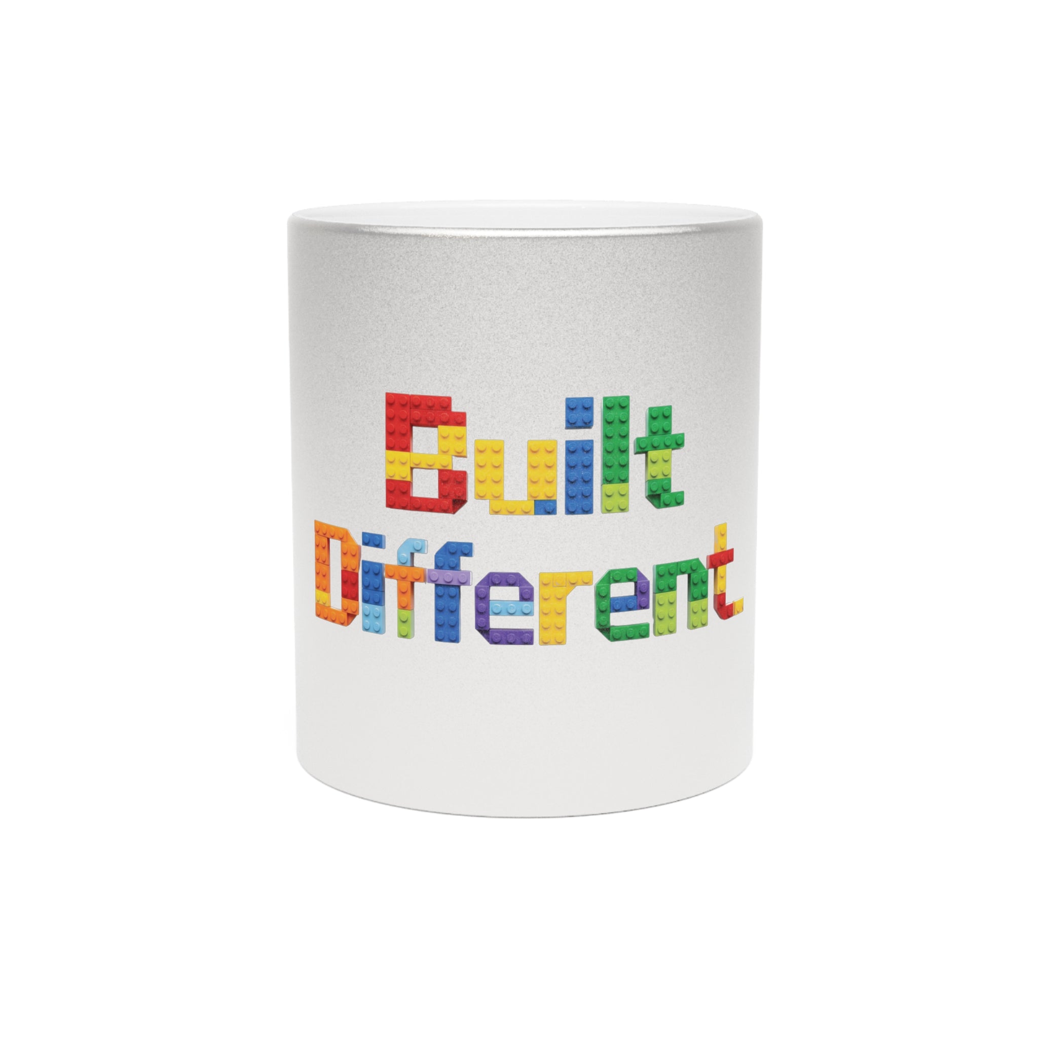 Built Different Metallic Mug — Color Brick Block Design