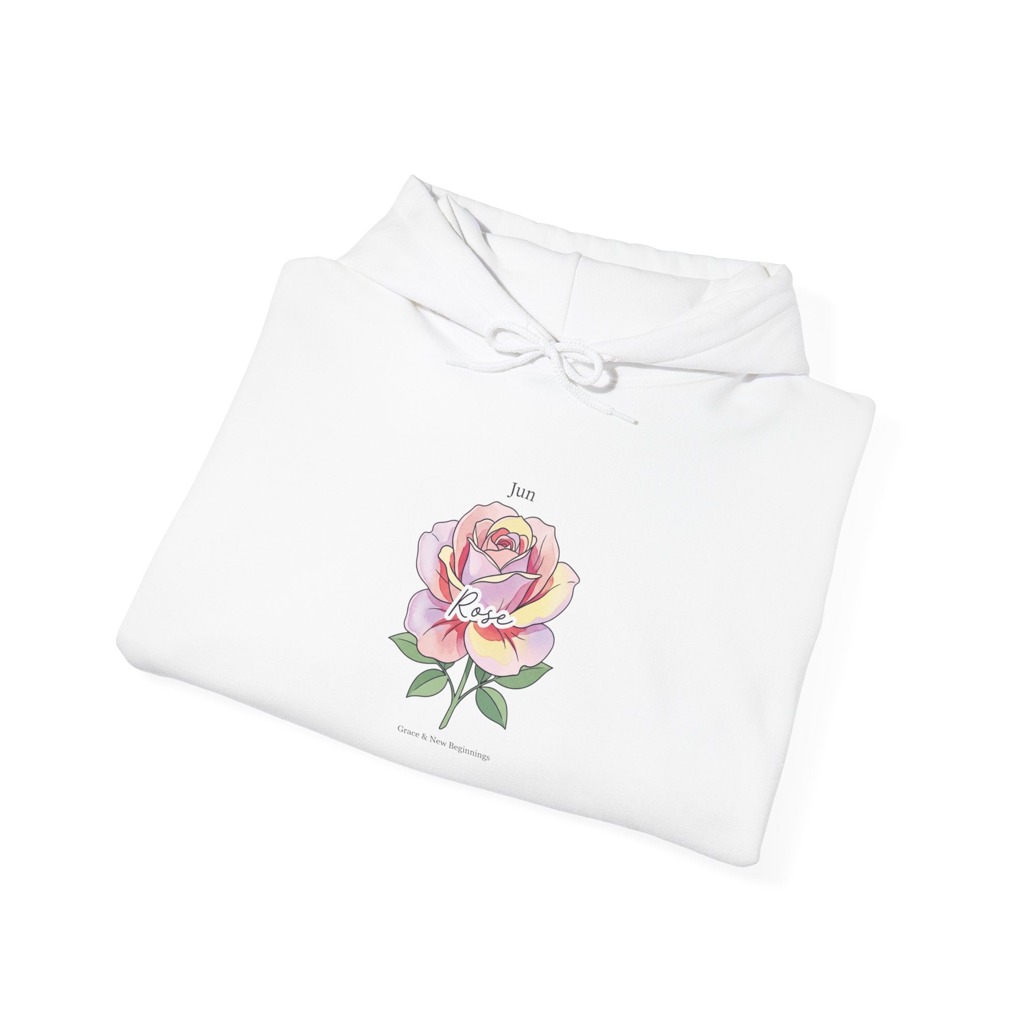 June Rose Birth Month Flower Hoodie | Botanical Watercolor, Personalized