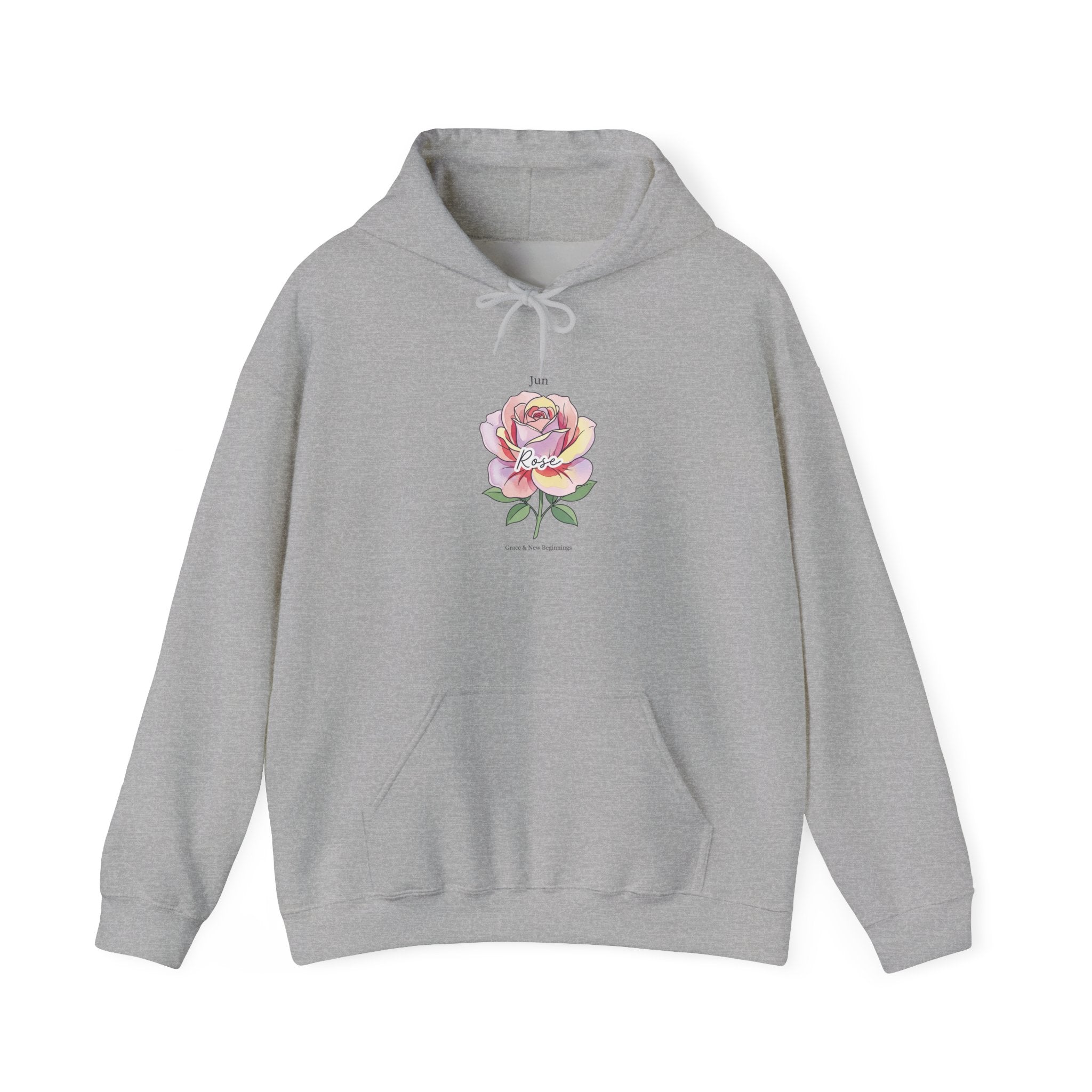 June Rose Birth Month Flower Hoodie | Botanical Watercolor, Personalized