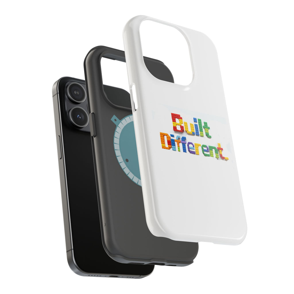 iPhone Case — "Built Different" Color Block Brick Design Magnetic Impact-Resistant Case