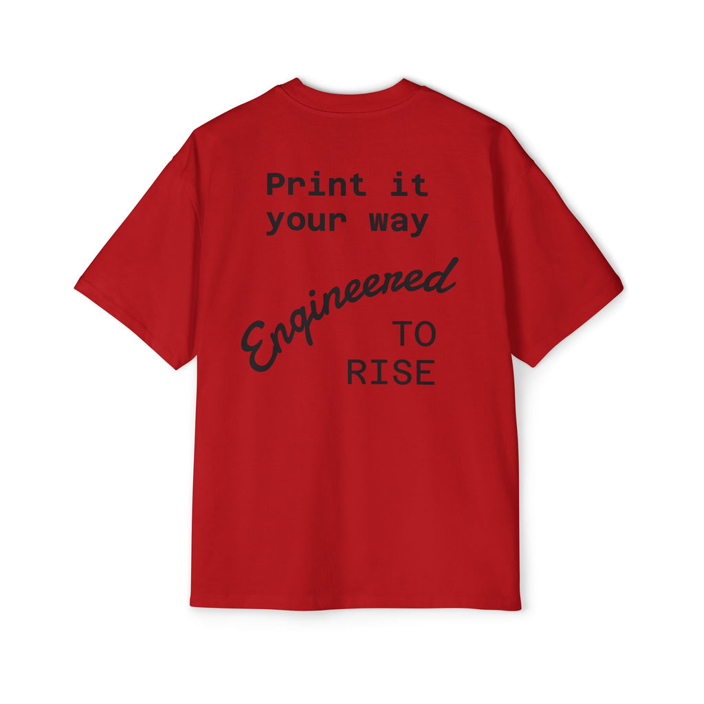 Built Different Metallic Red Logo Tee — Men's Oversized Shirt