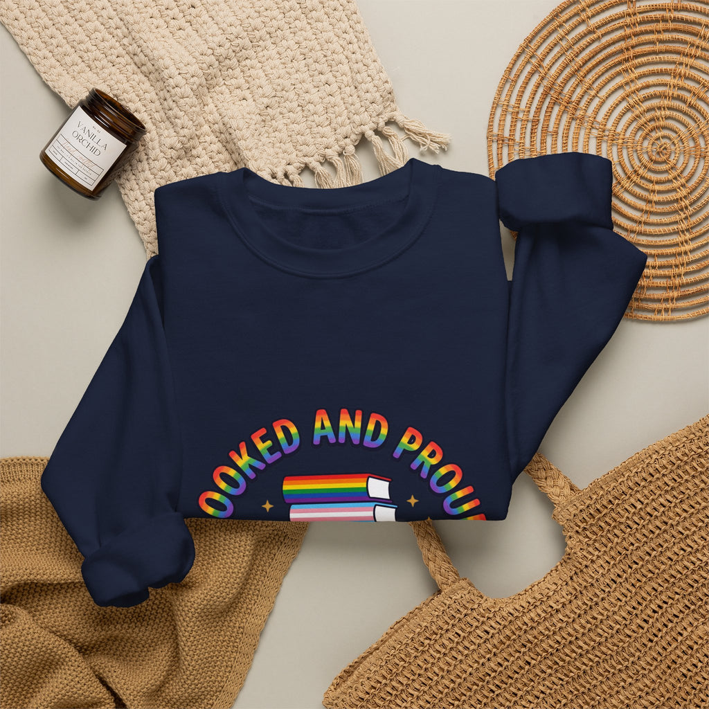 Bookish Pride Crewneck Sweatshirt | LGBTQ+ Queer Joy, Pastel Rainbow
