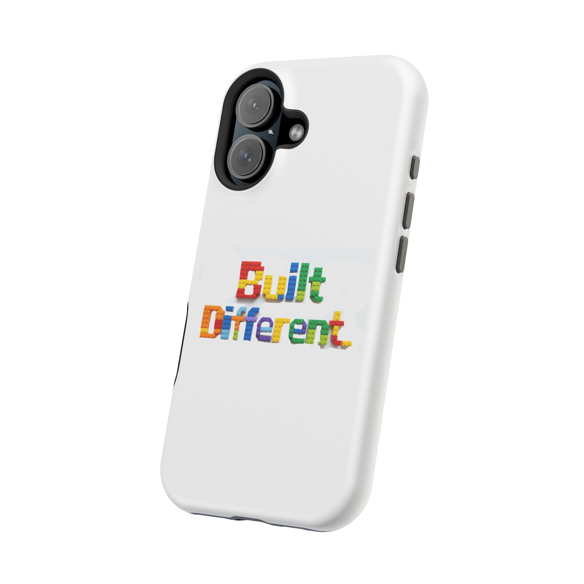 iPhone Case — "Built Different" Color Block Brick Design Magnetic Impact-Resistant Case