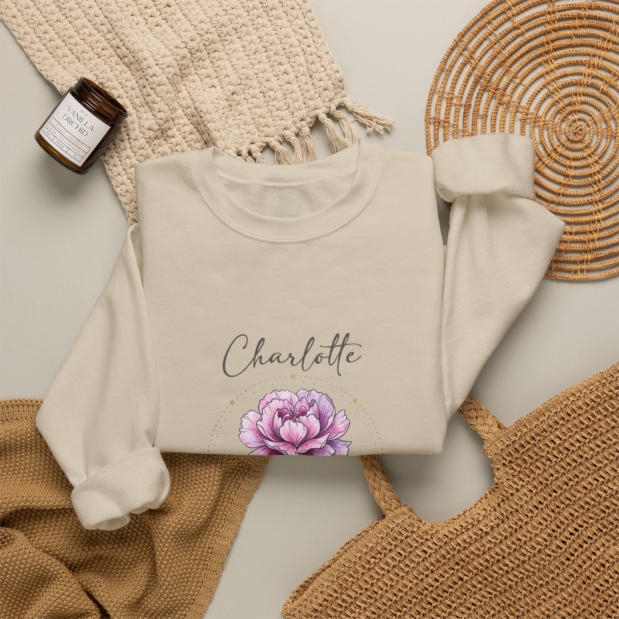 January Peony Birth Flower Sweatshirt | Personalized Botanical Watercolor