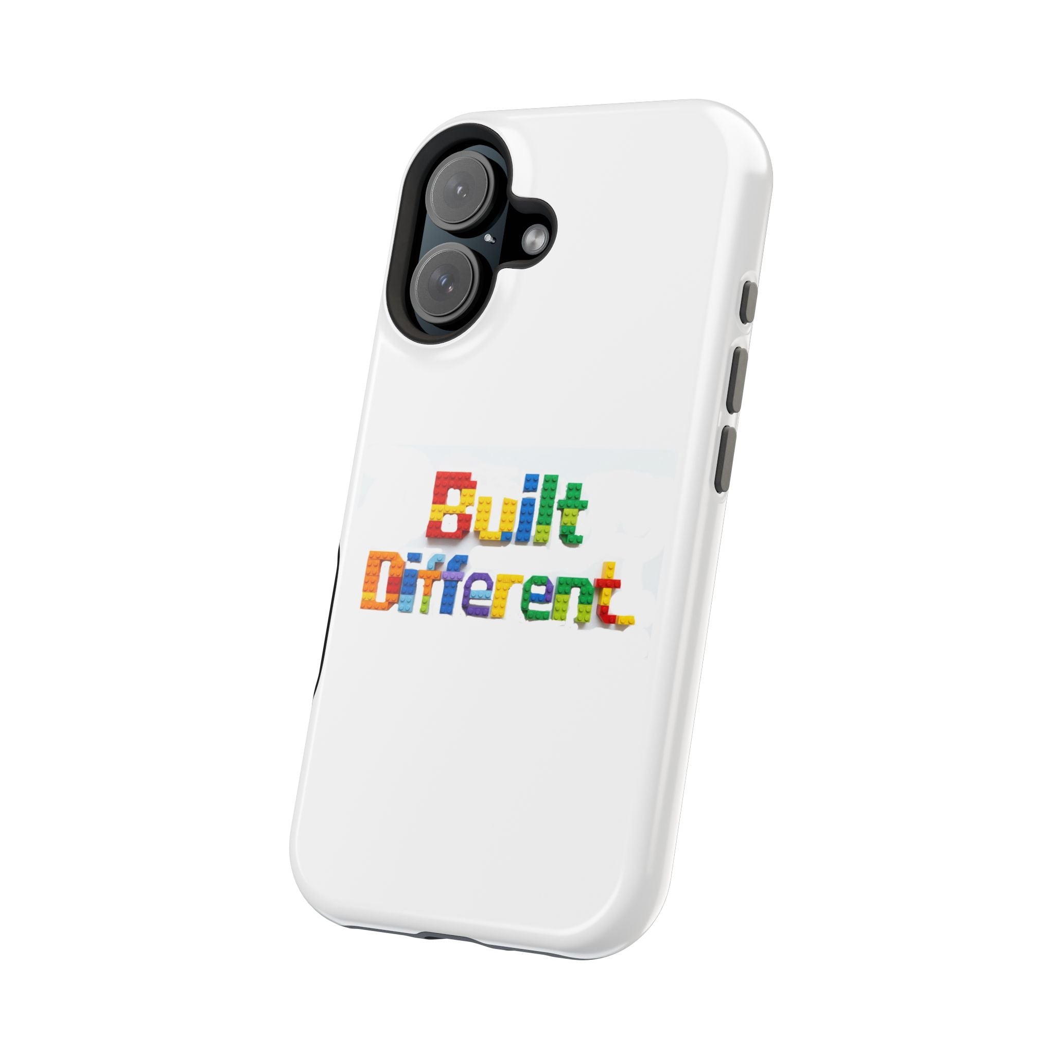 iPhone Case — "Built Different" Color Block Brick Design Magnetic Impact-Resistant Case