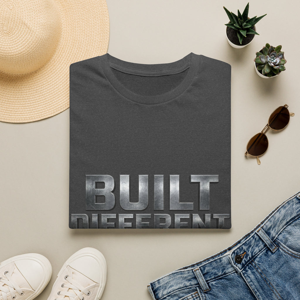 Built Different T-Shirt — Bold Metallic Graphic Tee for Confident, Casual Style