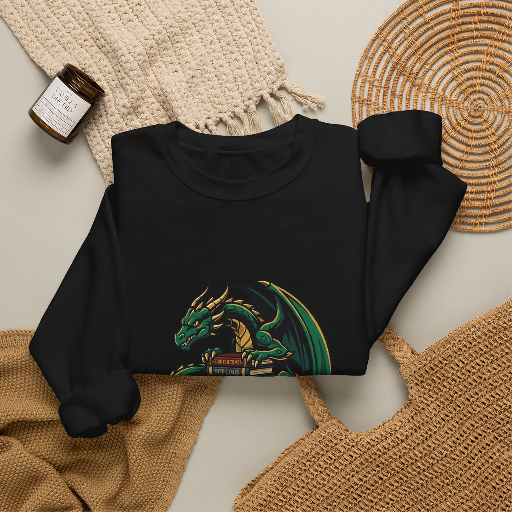 Book Dragon Crewneck Sweatshirt | dragon, fantasy art, mythical creature