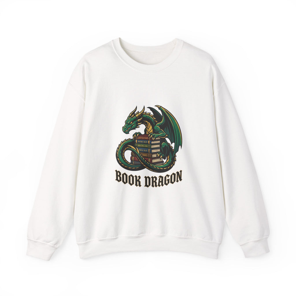 Book Dragon Crewneck Sweatshirt | dragon, fantasy art, mythical creature