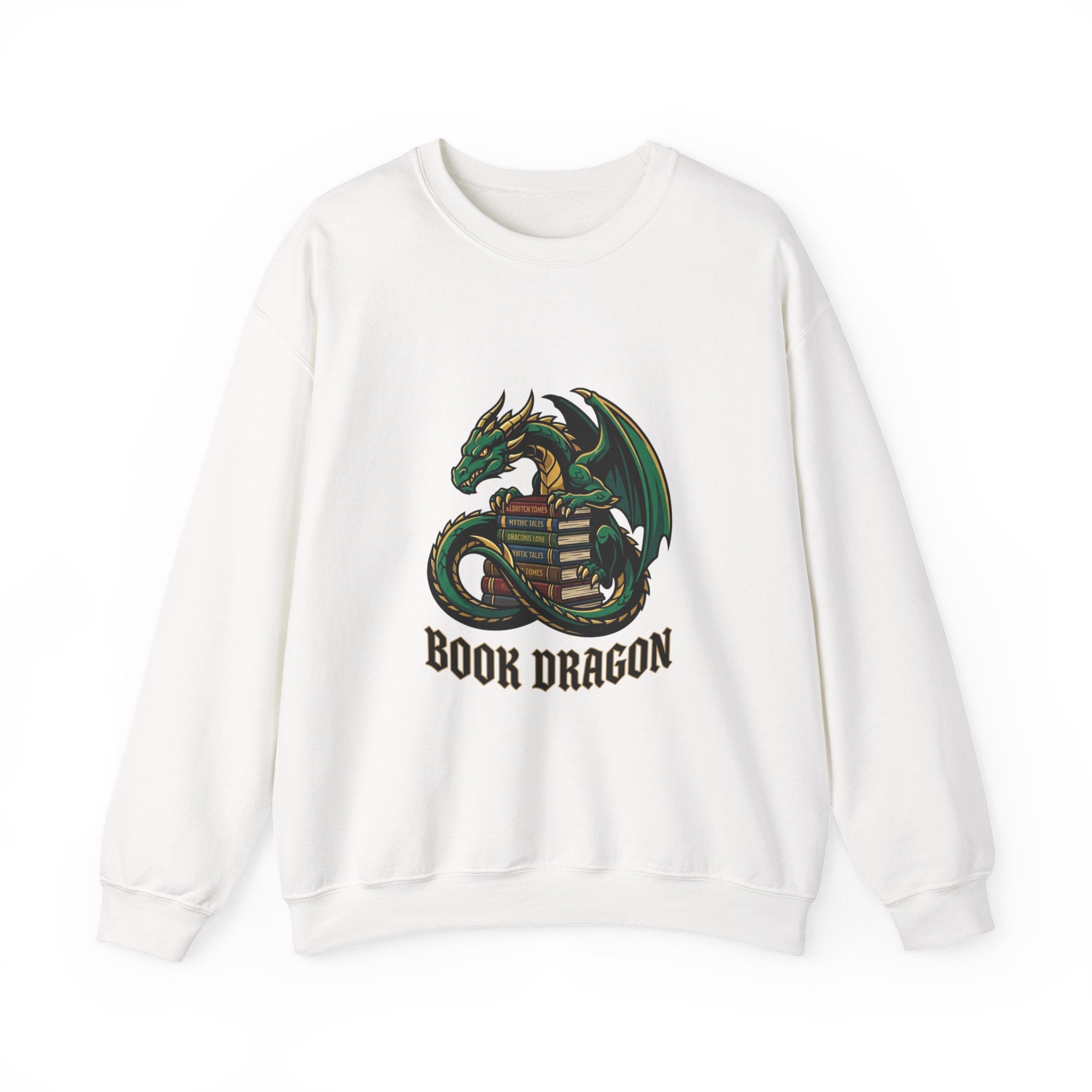 Book Dragon Crewneck Sweatshirt | dragon, fantasy art, mythical creature