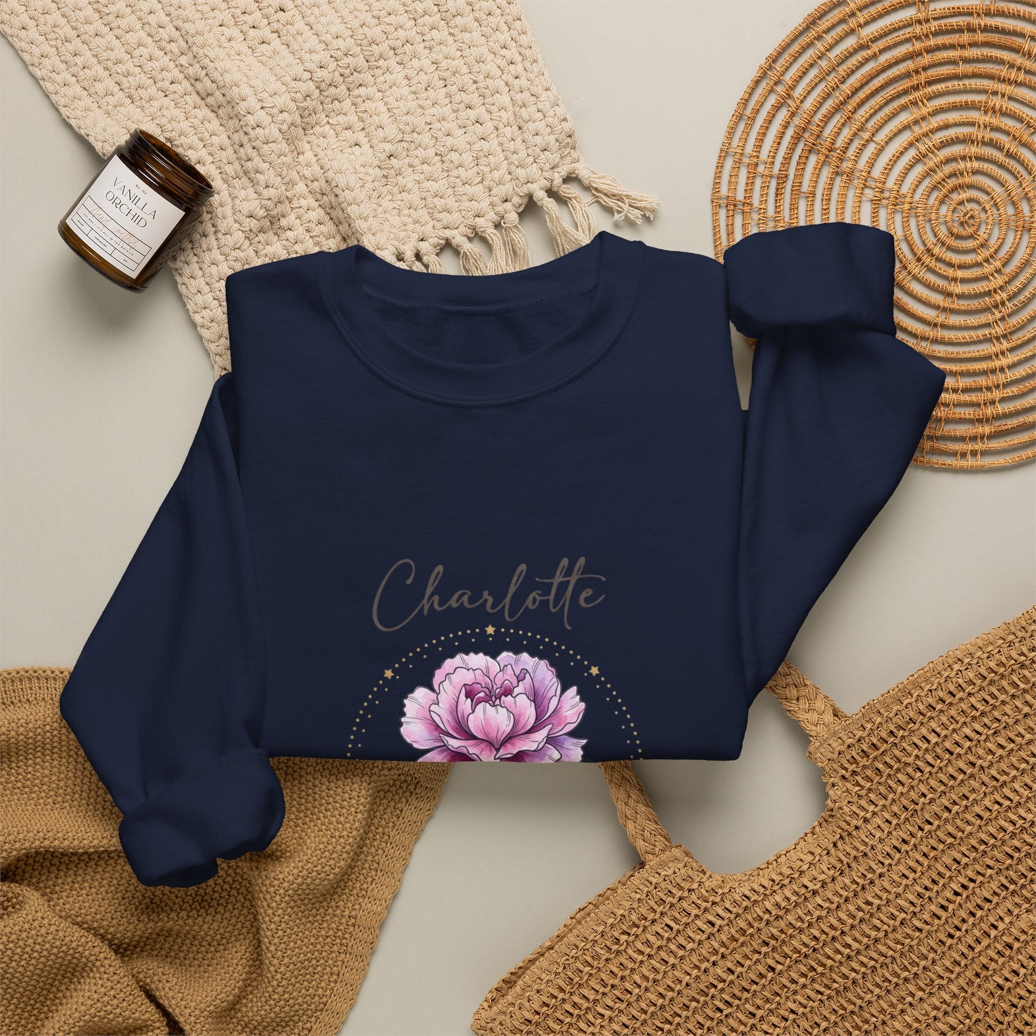 January Peony Birth Flower Sweatshirt | Personalized Botanical Watercolor