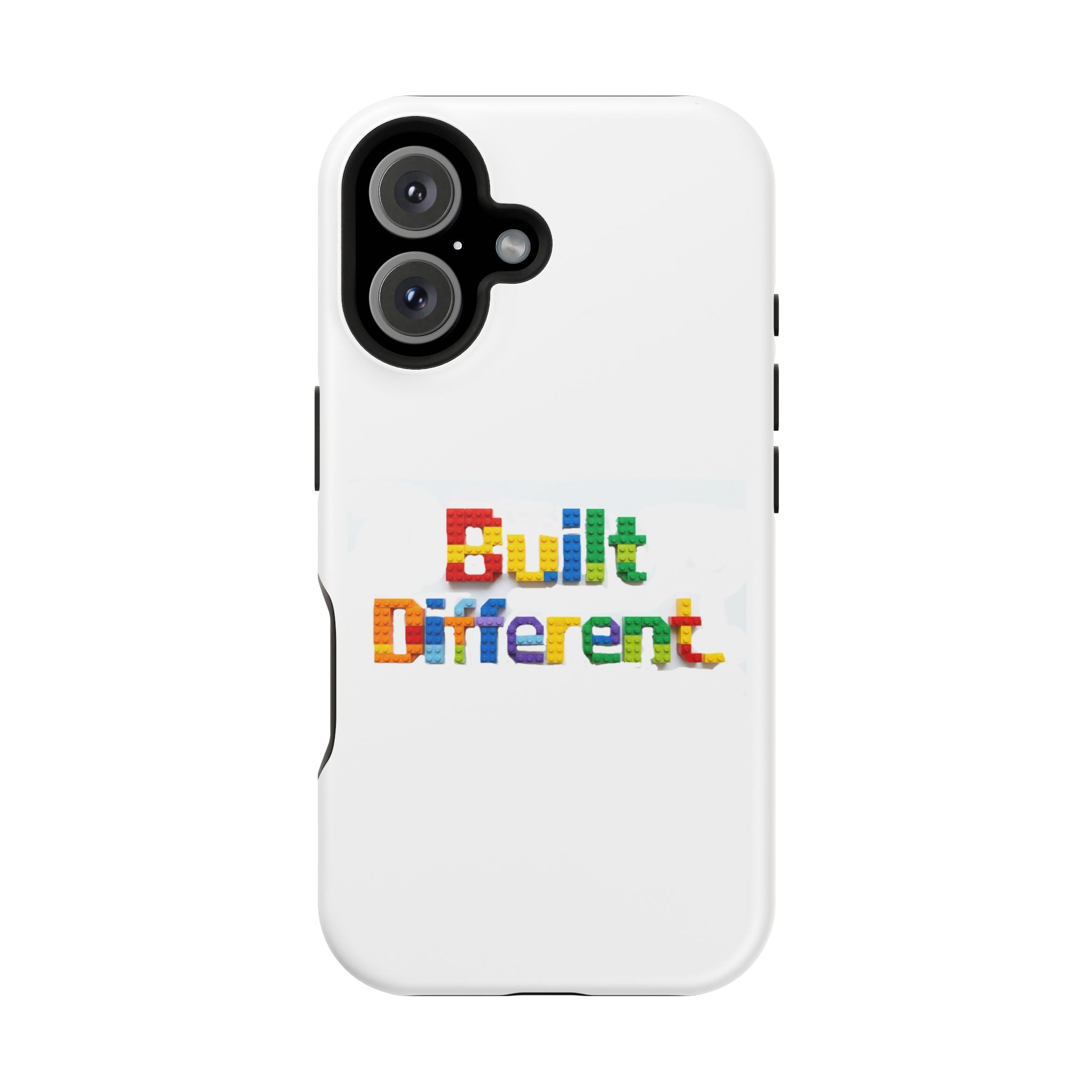 iPhone Case — "Built Different" Color Block Brick Design Magnetic Impact-Resistant Case