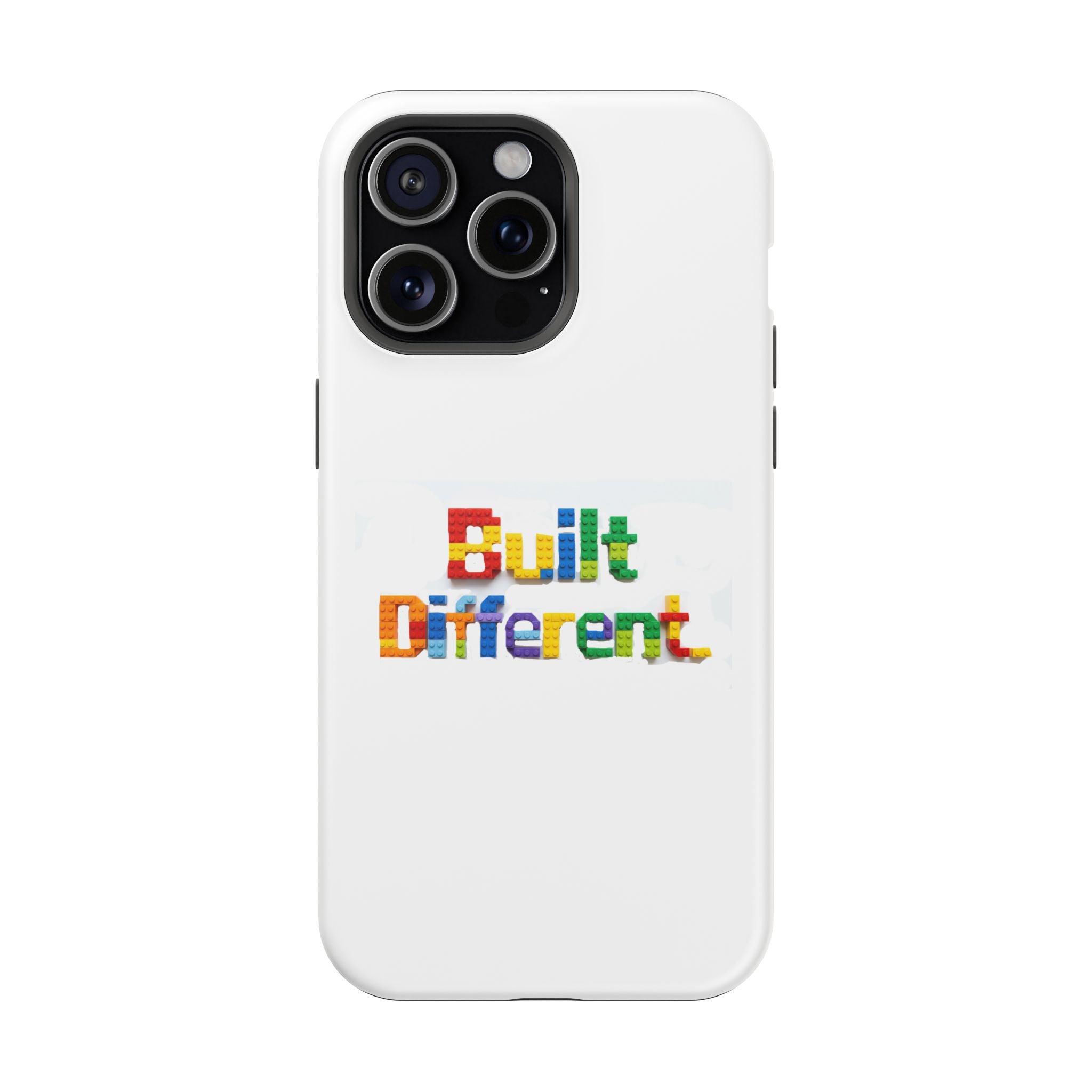 iPhone Case — "Built Different" Color Block Brick Design Magnetic Impact-Resistant Case