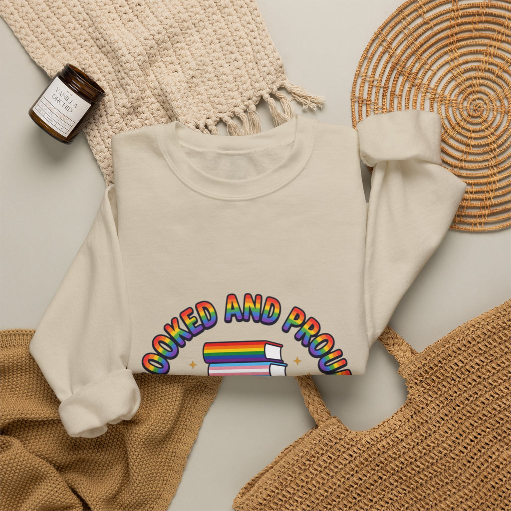 Bookish Pride Crewneck Sweatshirt | LGBTQ+ Queer Joy, Pastel Rainbow