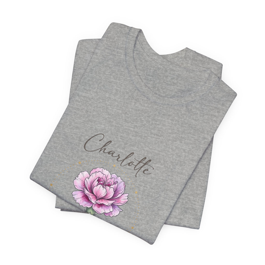 January Peony Birth Flower Tee |  personalized name