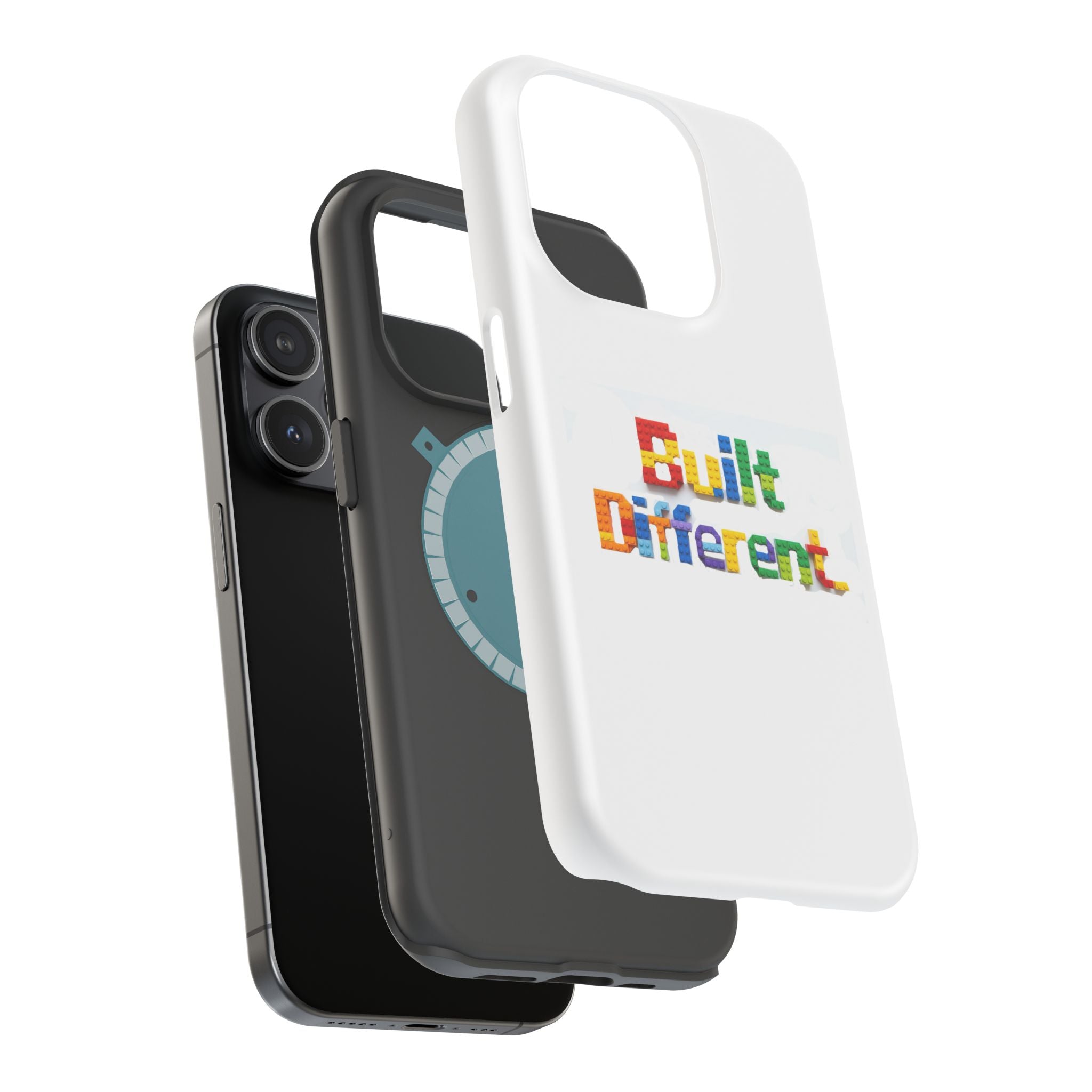 iPhone Case — "Built Different" Color Block Brick Design Magnetic Impact-Resistant Case