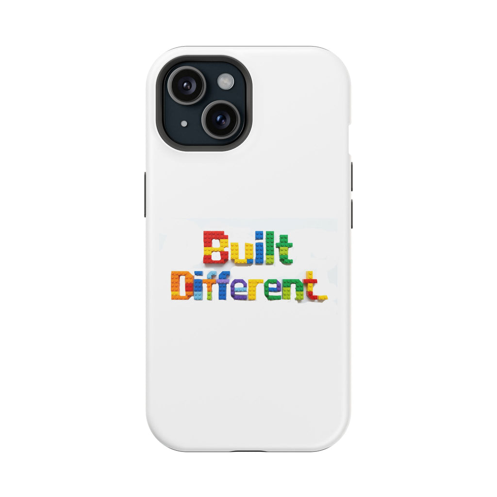 iPhone Case — "Built Different" Color Block Brick Design Magnetic Impact-Resistant Case
