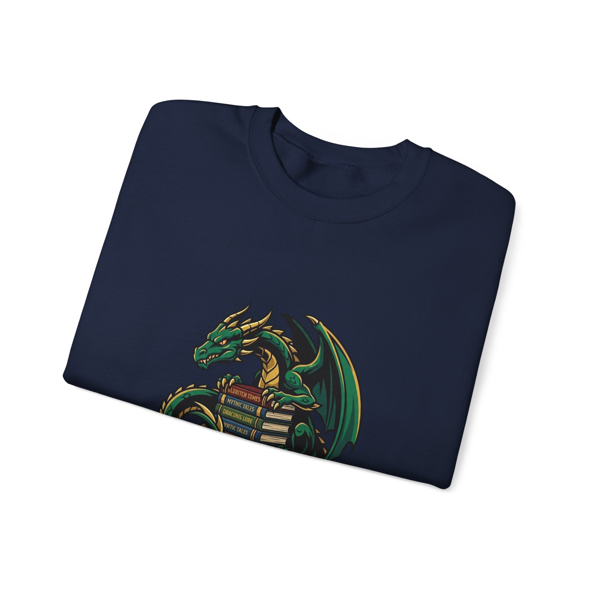 Book Dragon Crewneck Sweatshirt | dragon, fantasy art, mythical creature