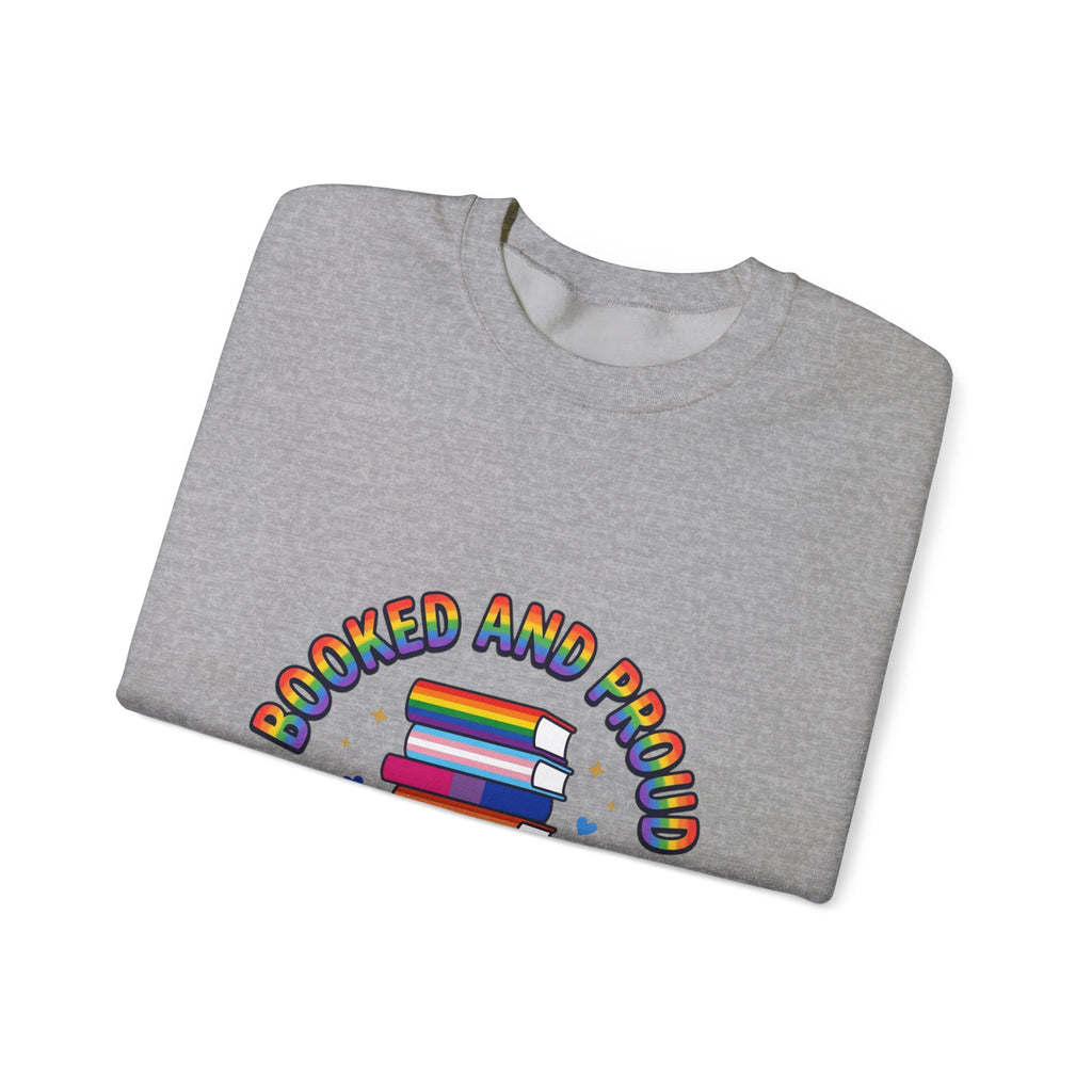 Bookish Pride Crewneck Sweatshirt | LGBTQ+ Queer Joy, Pastel Rainbow