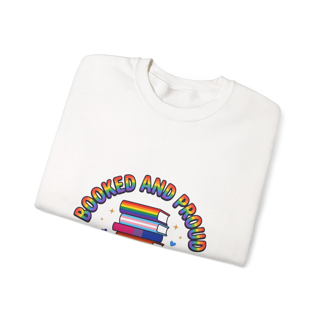 Bookish Pride Crewneck Sweatshirt | LGBTQ+ Queer Joy, Pastel Rainbow