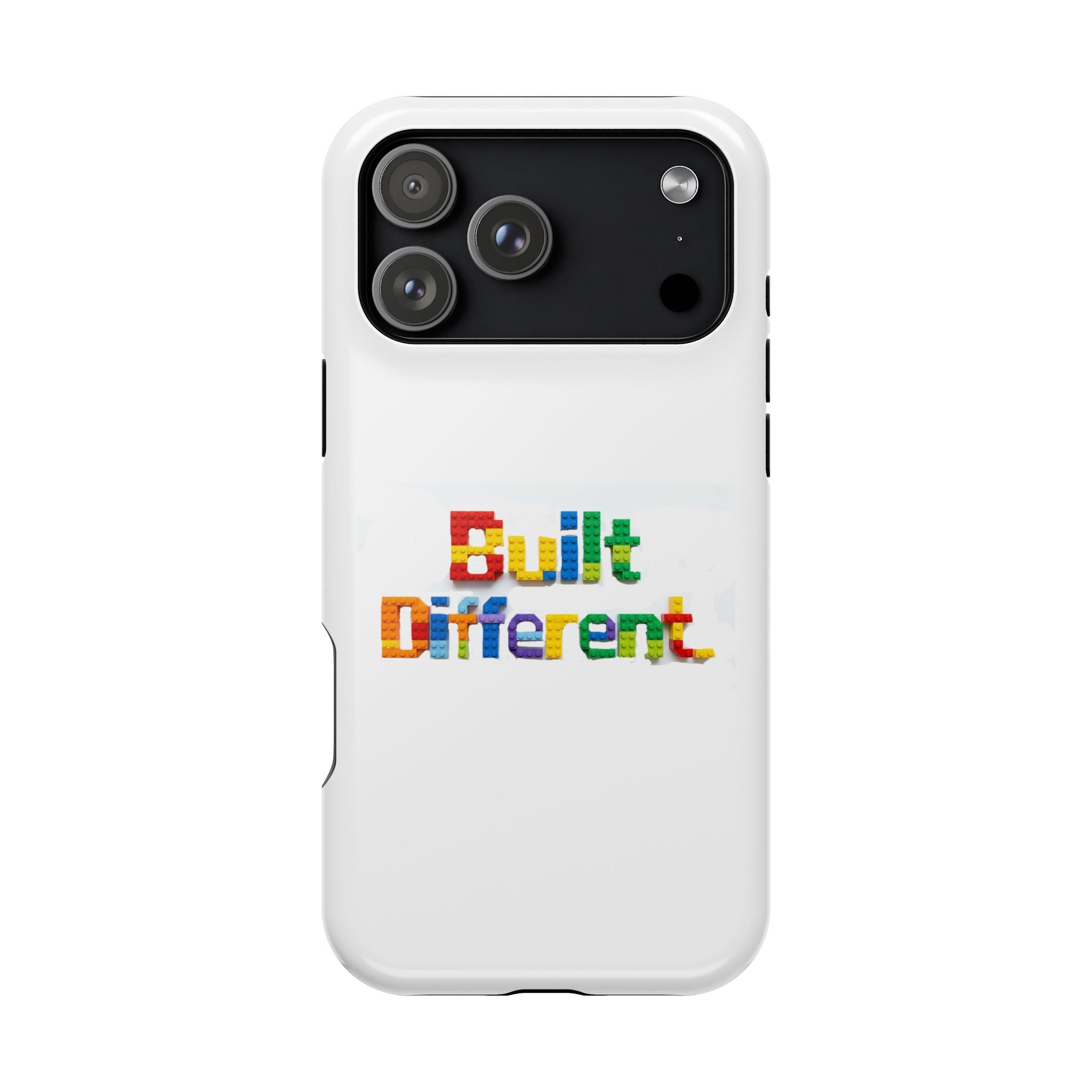 iPhone Case — "Built Different" Color Block Brick Design Magnetic Impact-Resistant Case