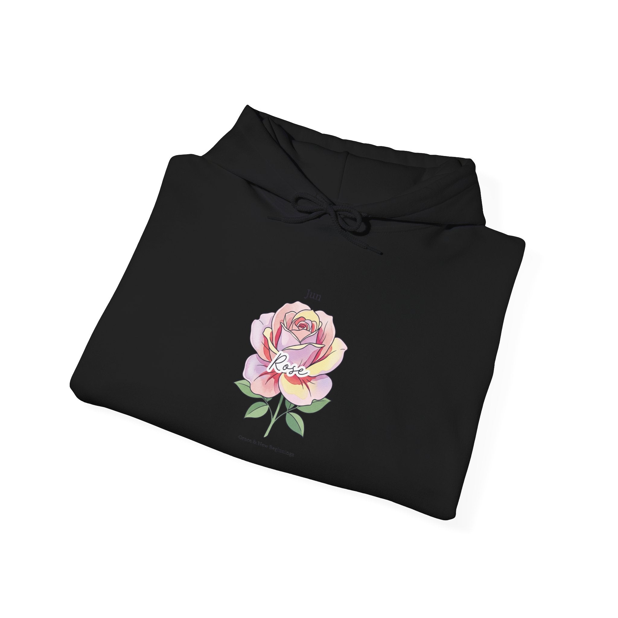 June Rose Birth Month Flower Hoodie | Botanical Watercolor, Personalized