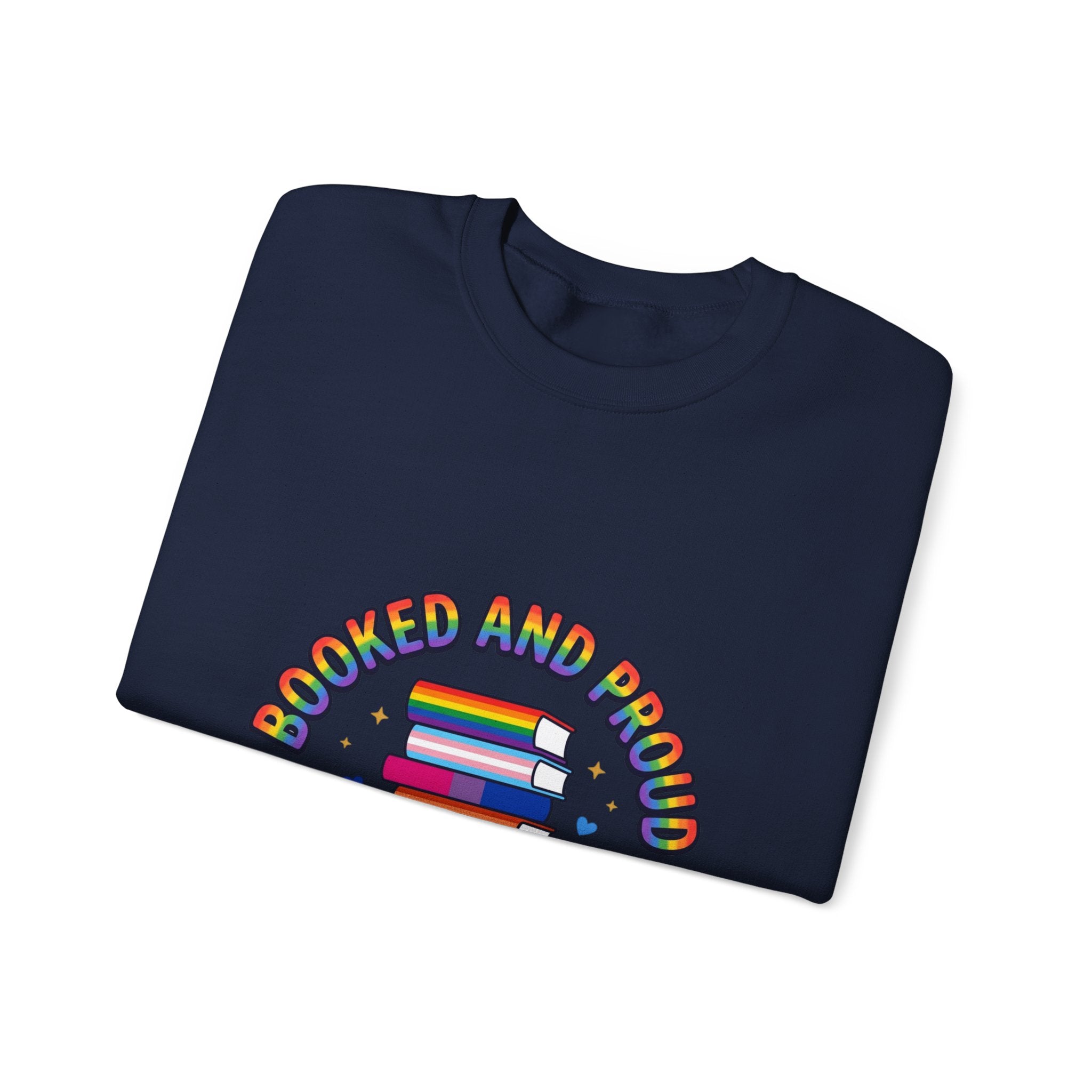 Bookish Pride Crewneck Sweatshirt | LGBTQ+ Queer Joy, Pastel Rainbow