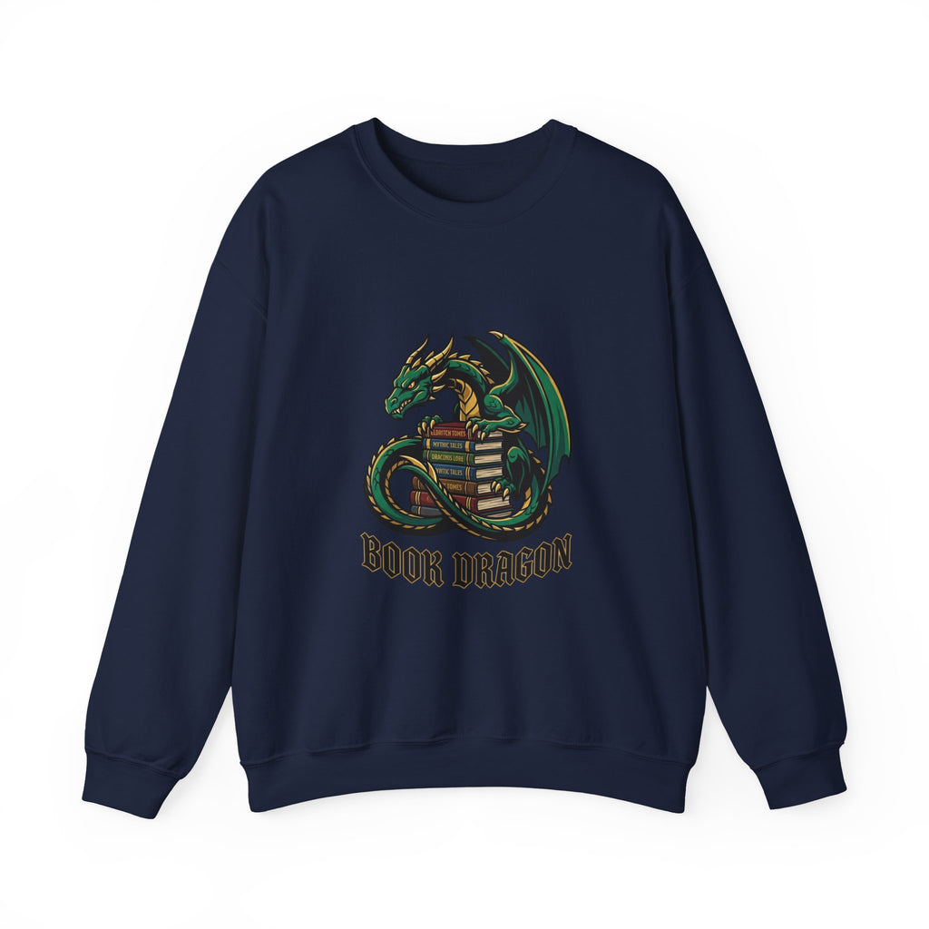 Book Dragon Crewneck Sweatshirt | dragon, fantasy art, mythical creature