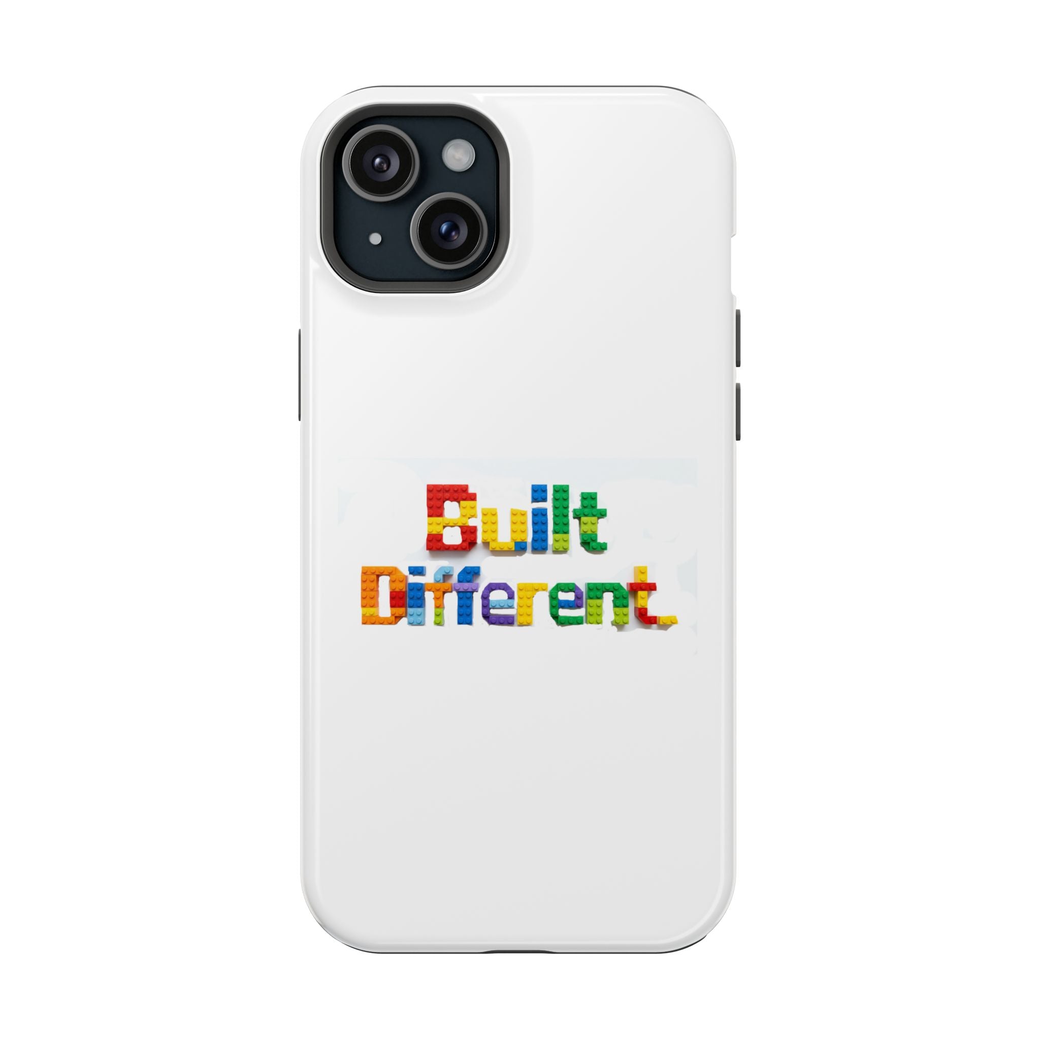 iPhone Case — "Built Different" Color Block Brick Design Magnetic Impact-Resistant Case