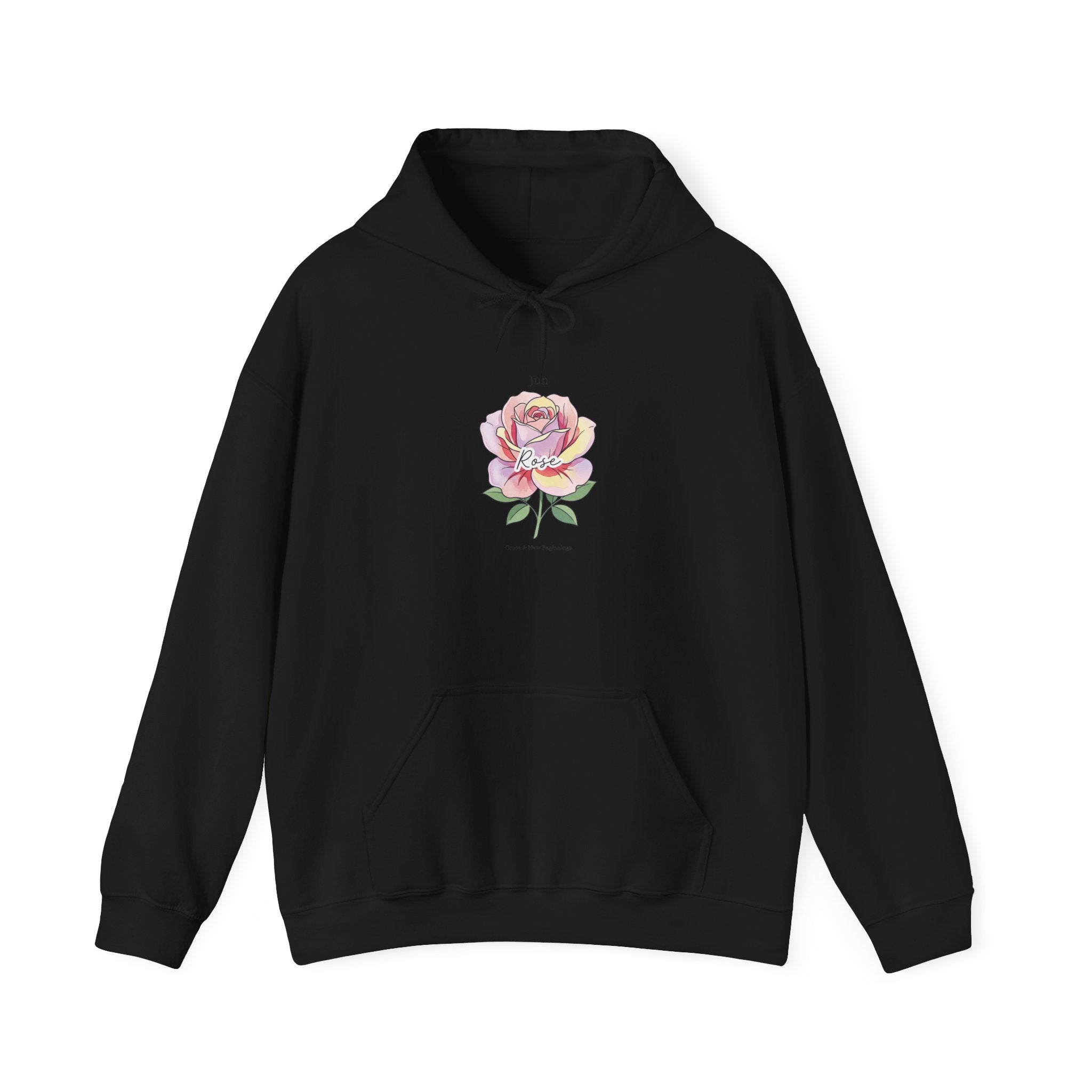 June Rose Birth Month Flower Hoodie | Botanical Watercolor, Personalized
