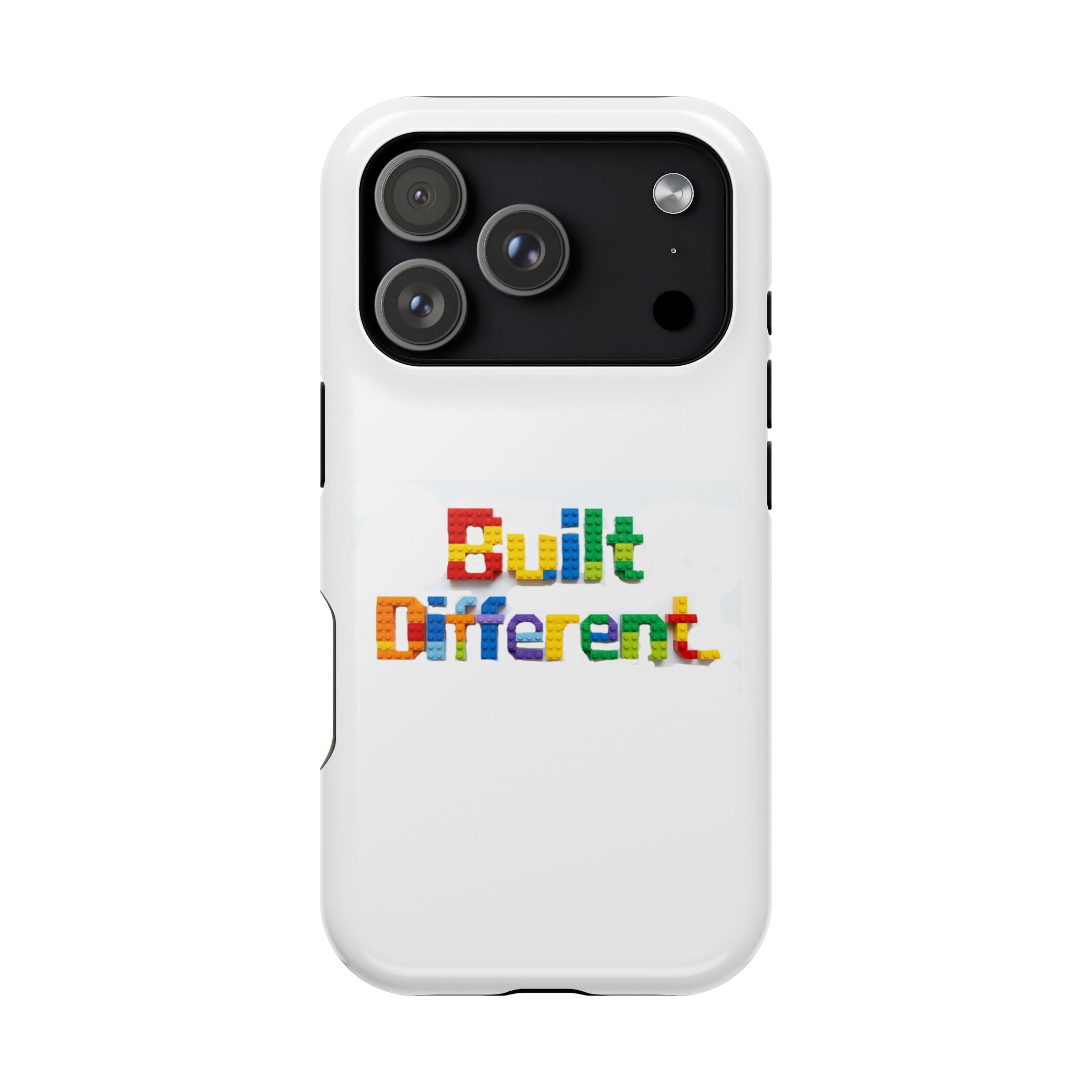 iPhone Case — "Built Different" Color Block Brick Design Magnetic Impact-Resistant Case
