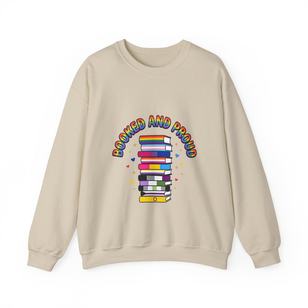 Bookish Pride Crewneck Sweatshirt | LGBTQ+ Queer Joy, Pastel Rainbow